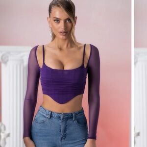 Elegant Purple Long Sleeve Women's Top